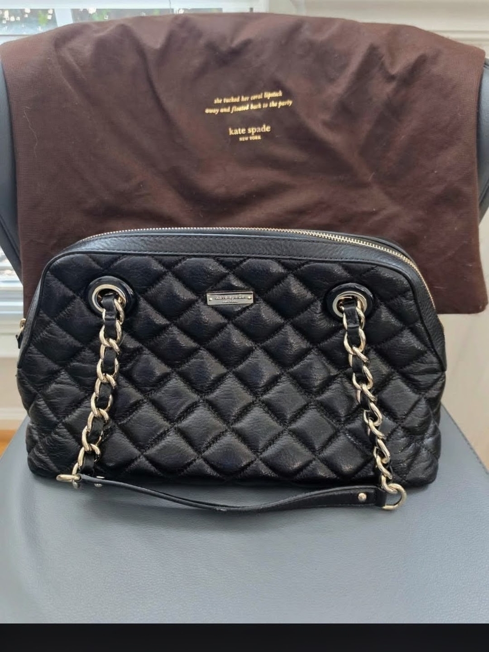 Kate Spade Quilted Black Leather Chain-Handle Shoulder Bag